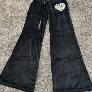 Victoria’s Secret Black Velvet Heart-Embellished Bottoms